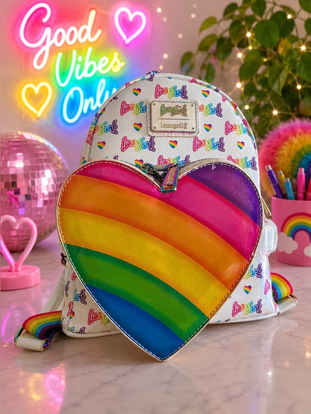 Lisa Frank x Loungefly Rainbow Heart Mini Backpack NWT Pride Collection